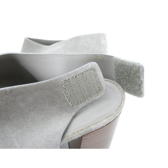 Vince Gray Suede Block Heeled Sandals Womens 6.5M Open Toe Made In Italy - Picture 8 of 12